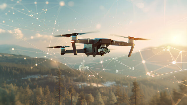 Create a photo-realistic image of an advanced, state-of-the-art drone equipped with high-resolution cameras, sleek design that signifies advanced technology, showcasing the impressive precision