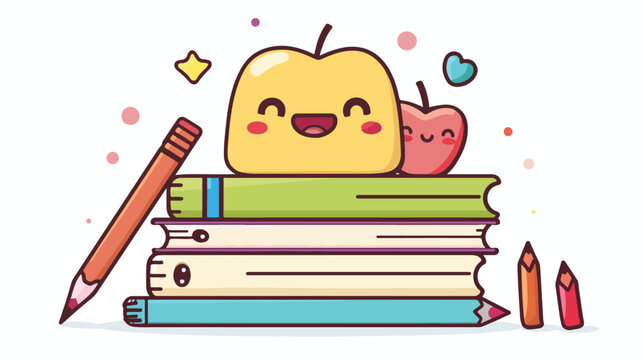 Notebook school kawaii character Flat vector 