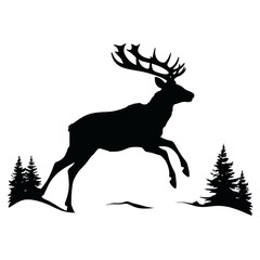 Deer leaping Silhouette 