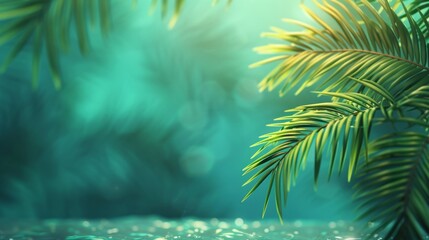 Fototapeta na wymiar Palm Leaves with Sparkling Water Droplets