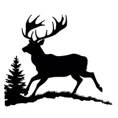 Deer leaping  Silhouette 