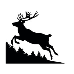Deer leaping  Silhouette 