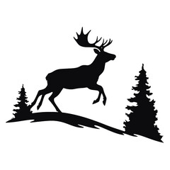 Deer leaping  Silhouette 