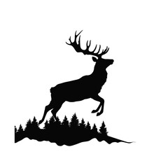 Deer leaping  Silhouette 