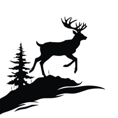 Deer leaping  Silhouette 