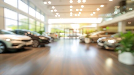 Blurry Car Dealership Showroom Interior