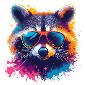 Cool Racoon Tshirt Design Colorful Color