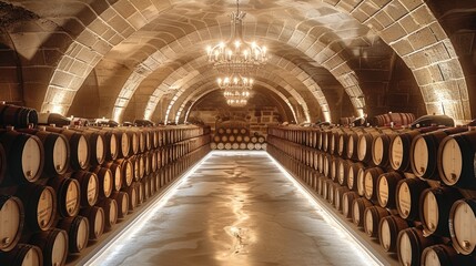 Obraz premium Wine cellar. Fully isolated on a deep white background. Generative AI.