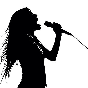 recommend clip art:  quality silhouette female singer pop, country music, rock stars and hiphop rapper artist vocalist 