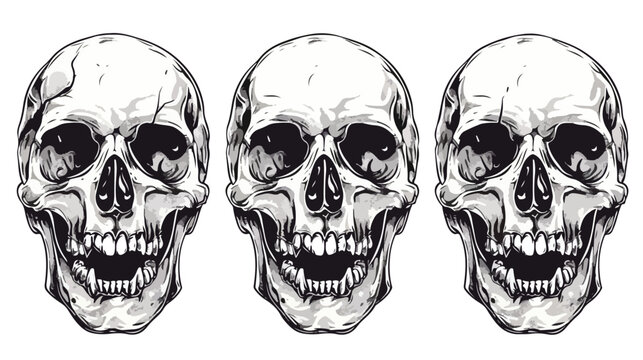 Scary vintage skulls set isolated. Skull isolated tat