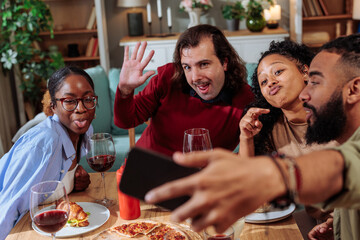 Goofy selfie at the dinner table