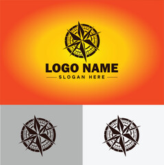 Fototapeta premium Compass logo icon vector art graphics for business brand app icon direction compass logo template