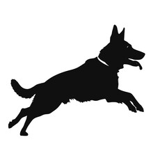 Defense German shepherd dog silhouette isolated on a white background. Vector illustration