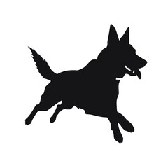 Defense German shepherd dog silhouette isolated on a white background. Vector illustration