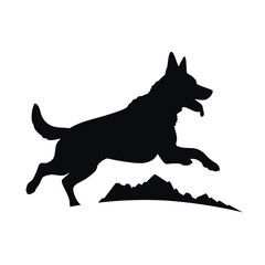 Defense German shepherd dog silhouette isolated on a white background. Vector illustration