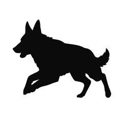 Defense German shepherd dog silhouette isolated on a white background. Vector illustration