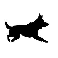 Defense German shepherd dog silhouette isolated on a white background. Vector illustration