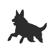 Defense German shepherd dog silhouette isolated on a white background. Vector illustration