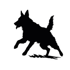 Defense German shepherd dog silhouette isolated on a white background. Vector illustration