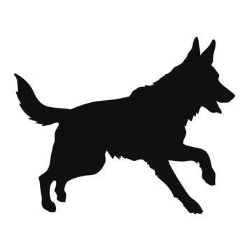 Defense German shepherd dog silhouette isolated on a white background. Vector illustration