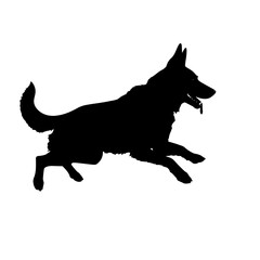 Defense German shepherd dog silhouette isolated on a white background. Vector illustration