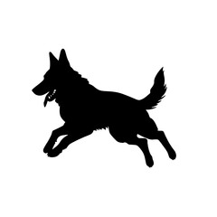 Defense German shepherd dog silhouette isolated on a white background. Vector illustration