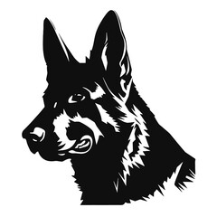 Vector Silhouette  portrait of a German shepherd dog on a white background