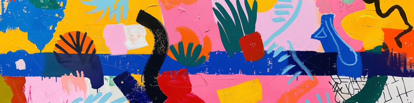 Colorful acrylic painting abstract background banner