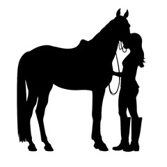 horse and girl Silhouette 