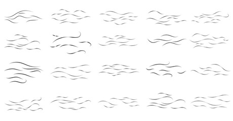 Wind air, doodle wind line sketch set, swirl, wind breeze, Hand drawn doodle wind motion Illustration