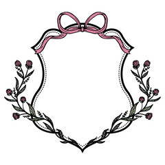 Vintage wedding crest monogram floral botanical design