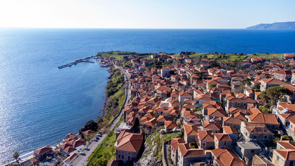 Famous old town of Molyvos, Lesvos island - Greece