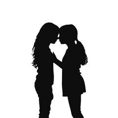 Young female lesbian couple hugging and kissing each other. LGBT couple, lesbian couple