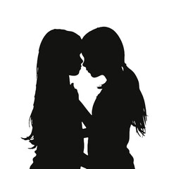 Young female lesbian couple hugging and kissing each other. LGBT couple, lesbian couple