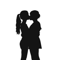 Young female lesbian couple hugging and kissing each other. LGBT couple, lesbian couple