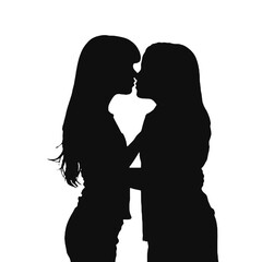 Young female lesbian couple hugging and kissing each other. LGBT couple, lesbian couple