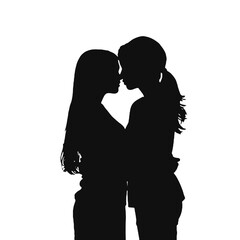 Young female lesbian couple hugging and kissing each other. LGBT couple, lesbian couple