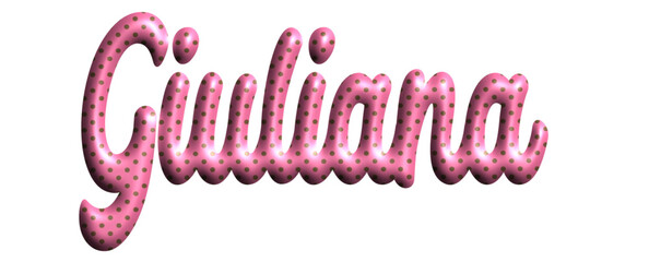 Giuliana - pink color with dots, fabric style -name - three-dimensional effect tubular writing - Vector graphics - Word for greetings, banners, card, prints, cricut, silhouette, sublimation
