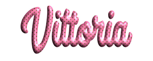 Vittoria - pink color with dots, fabric style -name - three-dimensional effect tubular writing - Vector graphics - Word for greetings, banners, card, prints, cricut, silhouette, sublimation
