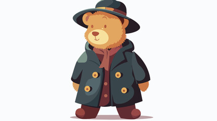 Teddy Bear in Vintage Clothes Flat vector 