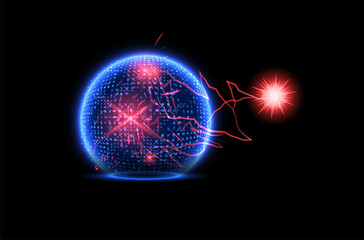 Multicolored sphere in shield vector illustration