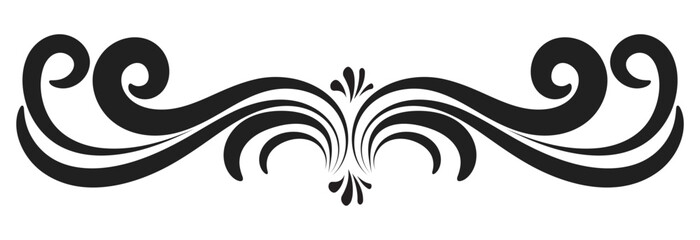 Curly design element. Abstract line art decoration with black thin line. PNG with white background. EPS 10 