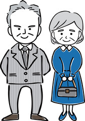 スーツとワンピース姿の、お洒落をしたシニアの男性と女性②