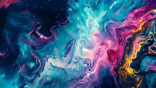 Abstract background of acrylic paint in blue and pink tones. Liquid marble texture