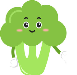 cute broccoli cartoon character. cute vegetable