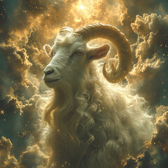 a goat that is standing in the clouds