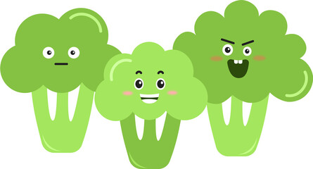 cute broccoli cartoon character. cute vegetable