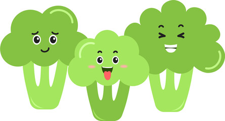cute broccoli cartoon character. cute vegetable