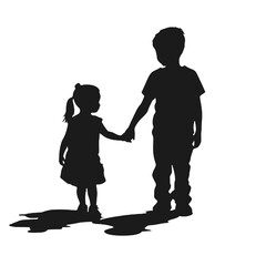 little girl and a little boy walking and holding hands 