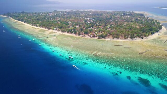 Flying towards the tiny island of Gili Air off the coast of Lombok, Indonesia
